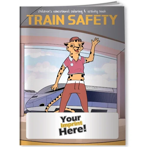 Train Safety coloring book cover teaching kids railroad-crossing safety