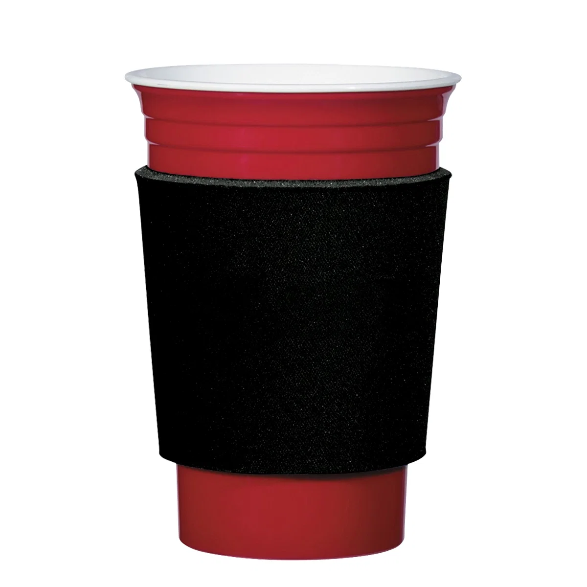 Printable panel across the front of the cup holder