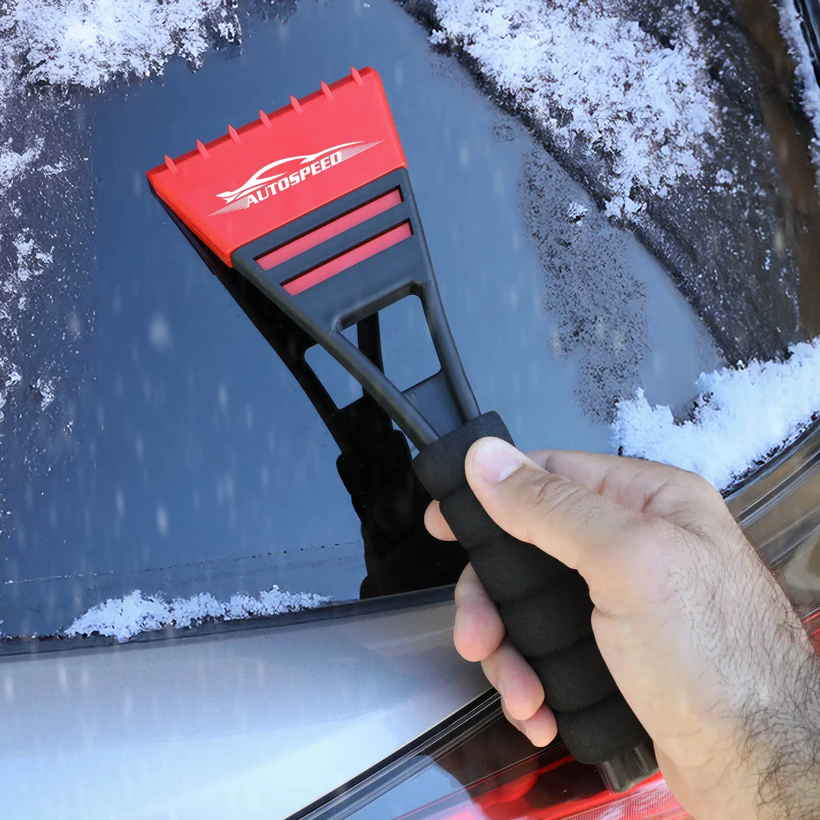 Comfort Grip Ice Scraper in use