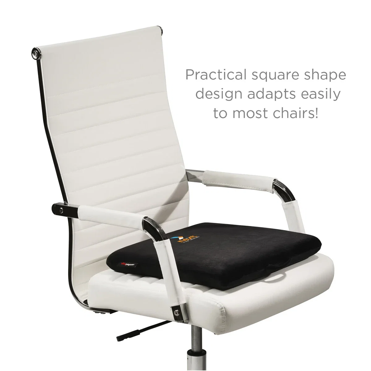 Comfort Logic Anywhere Seat Pad shown folded, compact-carry view of the branded pad