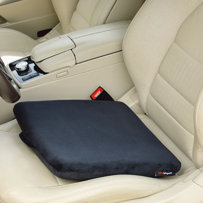 Angled view of the custom Comfort Logic Anywhere Seat Pad's cushioned surface