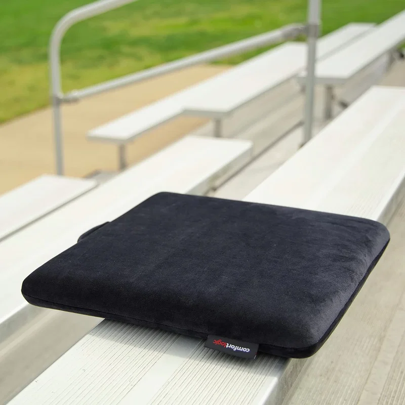 Comfort Logic Anywhere Seat Pad with its removable cover partially unzipped, washable-cover detail shot
