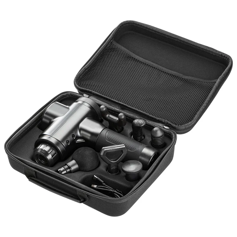 Comfort Logic Citadel Massage Gun in use, branded percussion massager on a shoulder