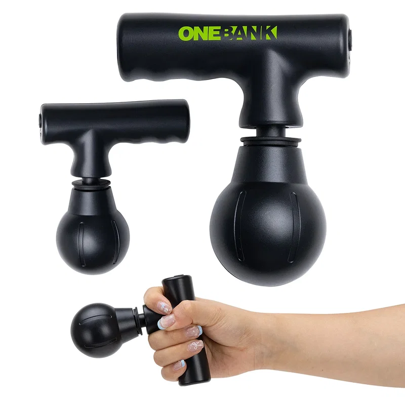 Custom Comfort Logic Companion Mini Massage Gun, front view of the branded device