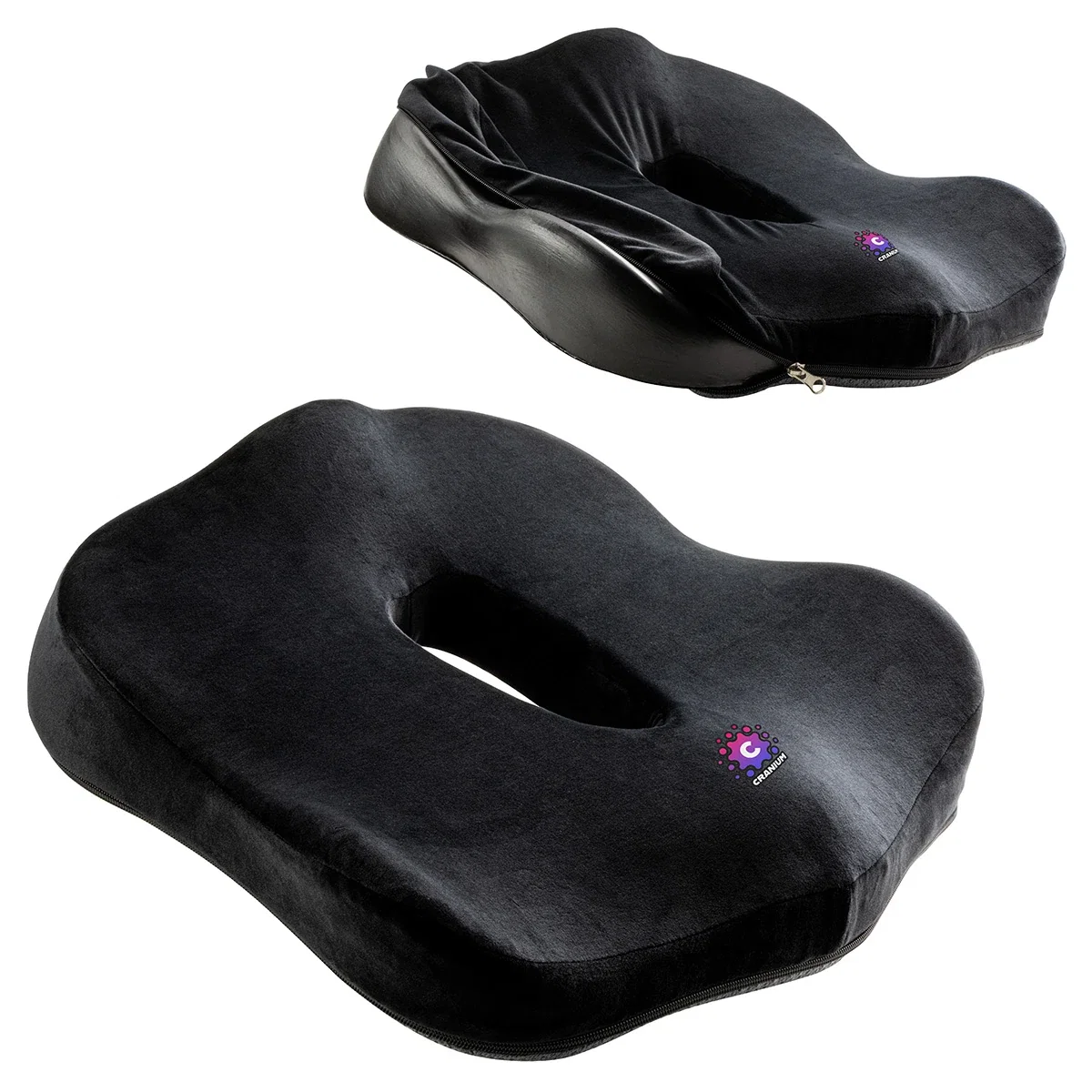 Close-up of the custom Comfort Logic Heavenly Seat Cushion's logo imprint area