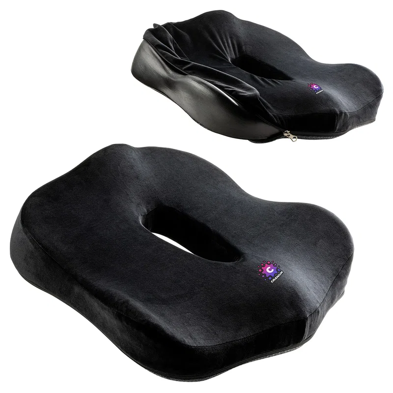 Close-up of the custom Comfort Logic Heavenly Seat Cushion's logo imprint area