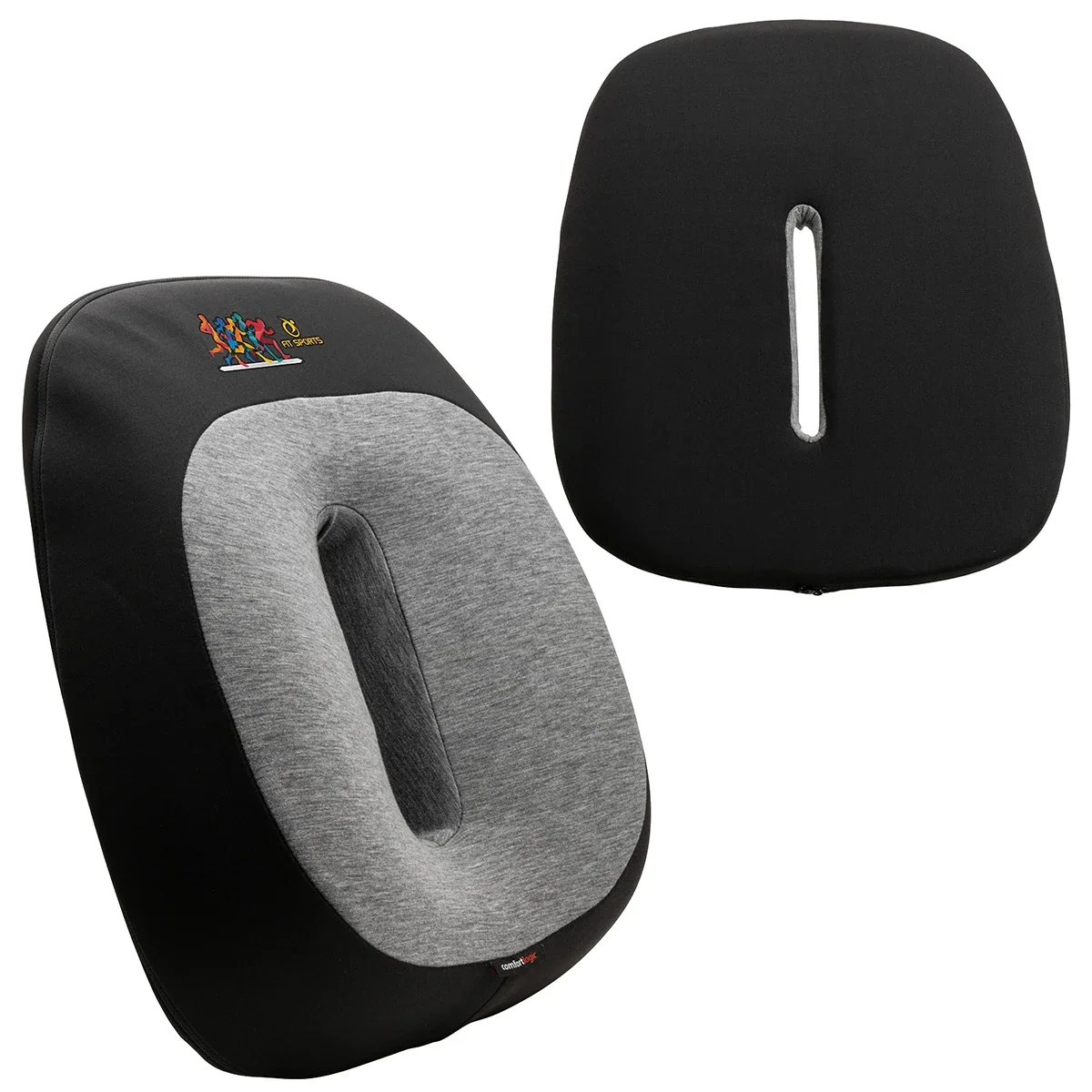 Comfort Logic Heavenly Support Back Pillow shown from the side, side profile of the branded pillow