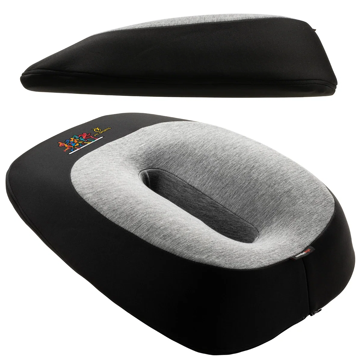 Close-up of the custom Comfort Logic Heavenly Support Back Pillow's logo imprint area