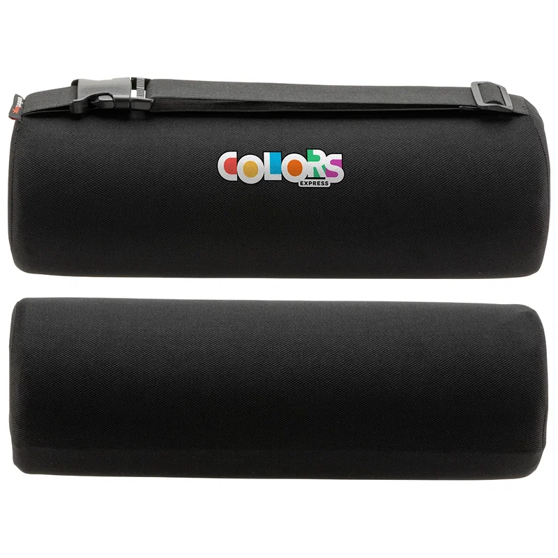 Custom Comfort Logic Lumbar Support Roll Pillow, front view of the branded roll pillow