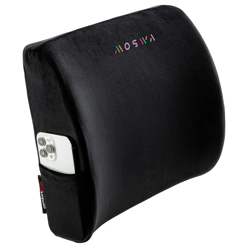 Custom Comfort Logic Lumbar Support Wedge Pillow, front view of the branded ergonomic wedge pillow