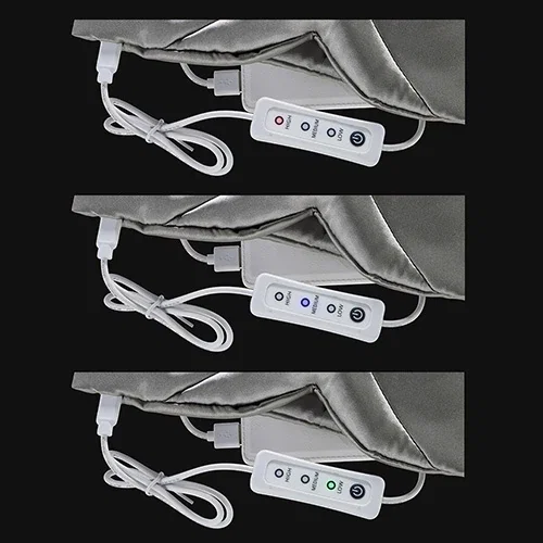 Close-up of the Comfort Logic branded eye mask USB heating connector