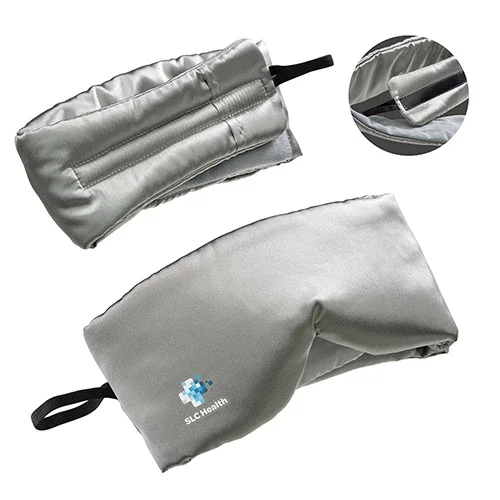 Comfort Logic promotional heated eye mask imprint area detail, close-up