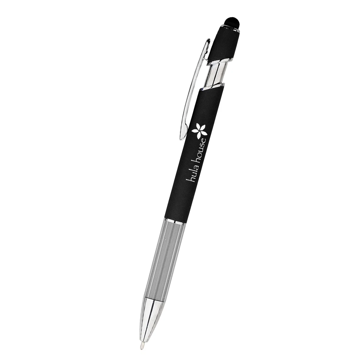 Rubber tip at one end works on touch screens