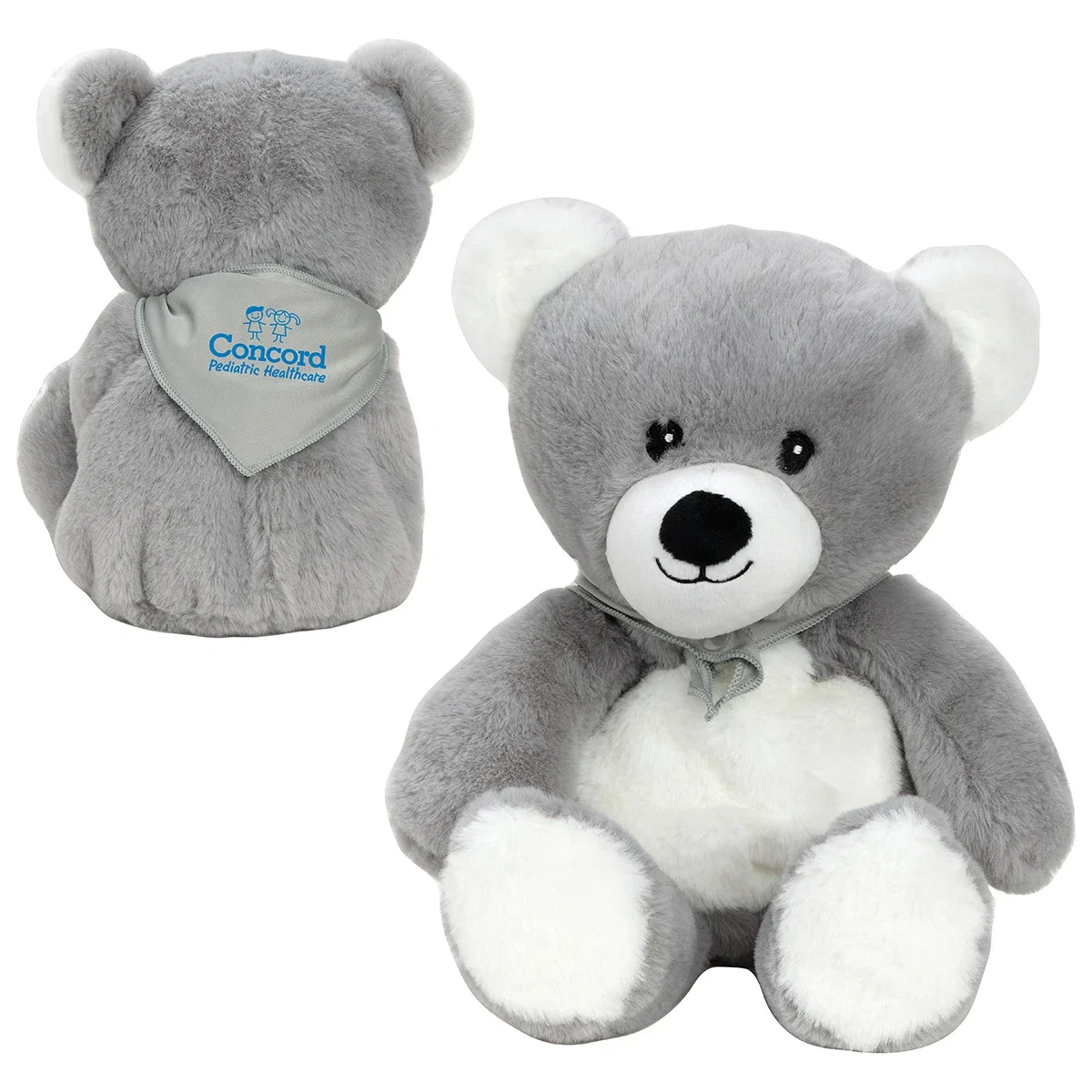 Custom Comfort Pals Heat Therapy Cuddle Bear, front view of the branded plush bear