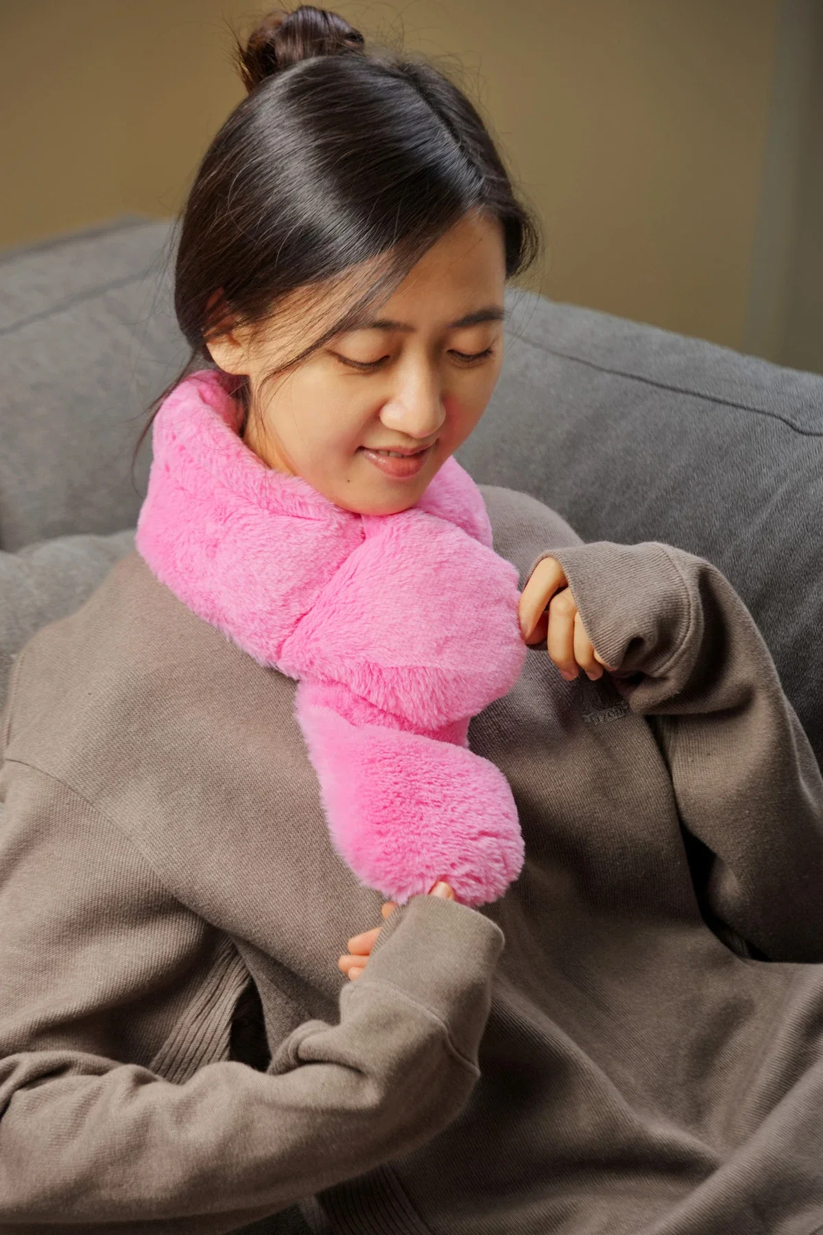 Comfort Pals Heat Therapy Neck Wrap folded flat, showing its compact storage shape