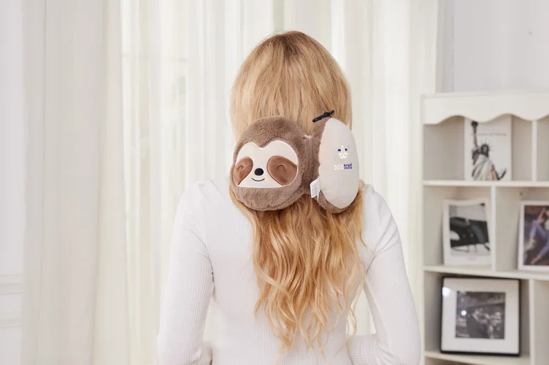 Comfort Pals 2-in-1 Pillow Sleep Mask worn in use as a travel sleep mask, style 2 of 6