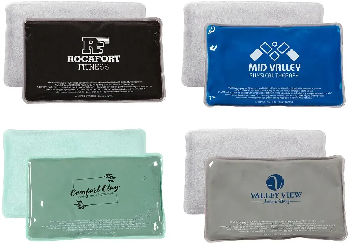 ComfortClay Plush Large Hot/Cold Pack, custom promotional therapy pack plush backing front view