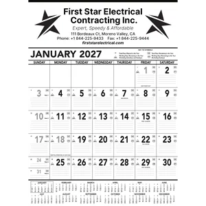 Commercial Planner Wall Calendar: Grey & Black 2025, 1 Color Imprint