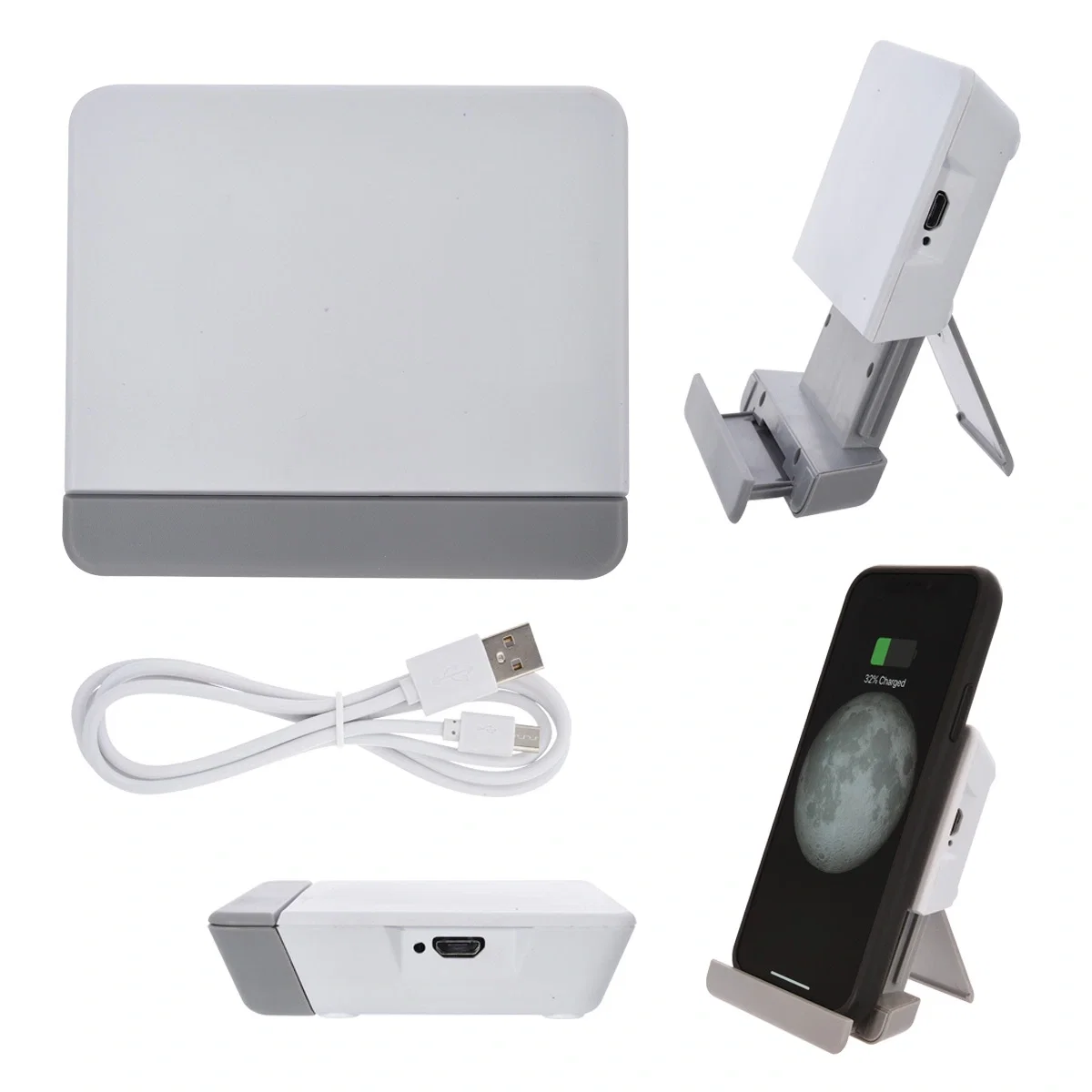 Phone propped upright while it charges