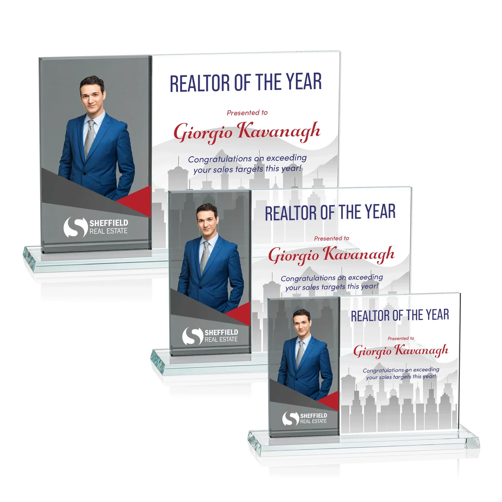 Personalized Starfire and Teal Glass Panel Award, Fused Horizontal Design, awards for retirement presentations