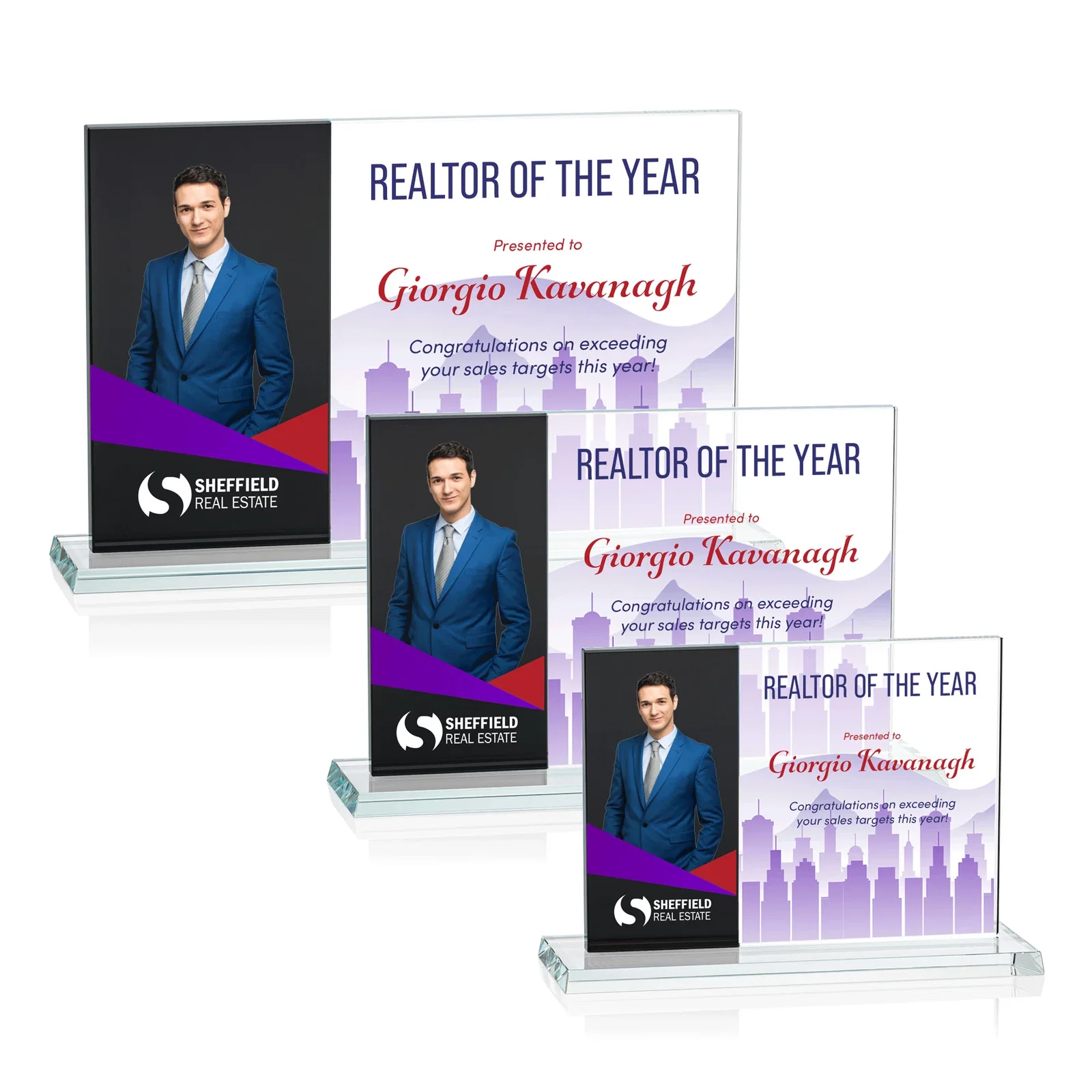 Personalized Starfire and Teal Glass Panel Award, Fused Horizontal Design, awards for safety achievement programs