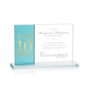 Starfire and Teal Glass Panel Award, Fused Horizontal Design