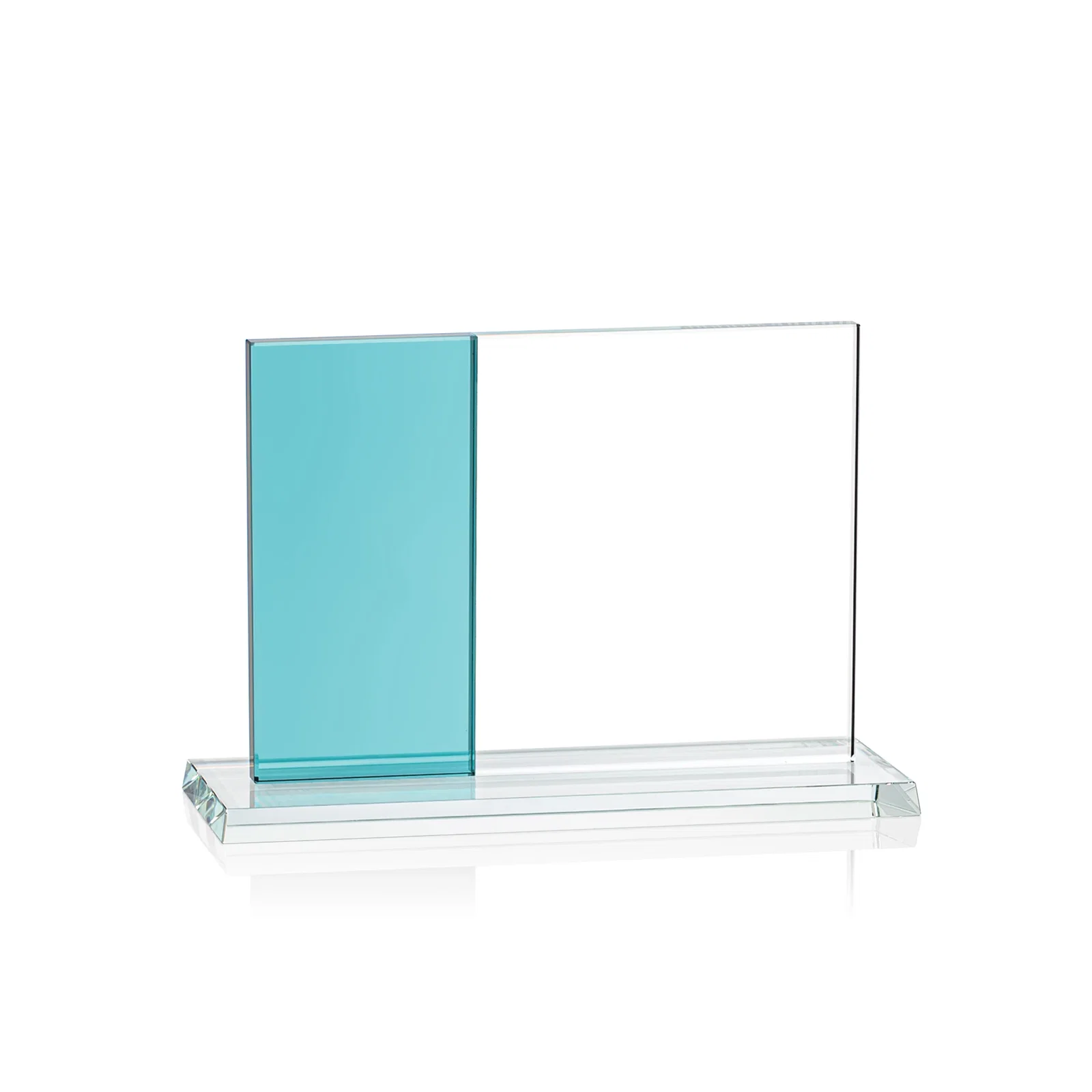 Promotional Starfire and Teal Glass Panel Award, Fused Horizontal Design, awards for safety achievement programs