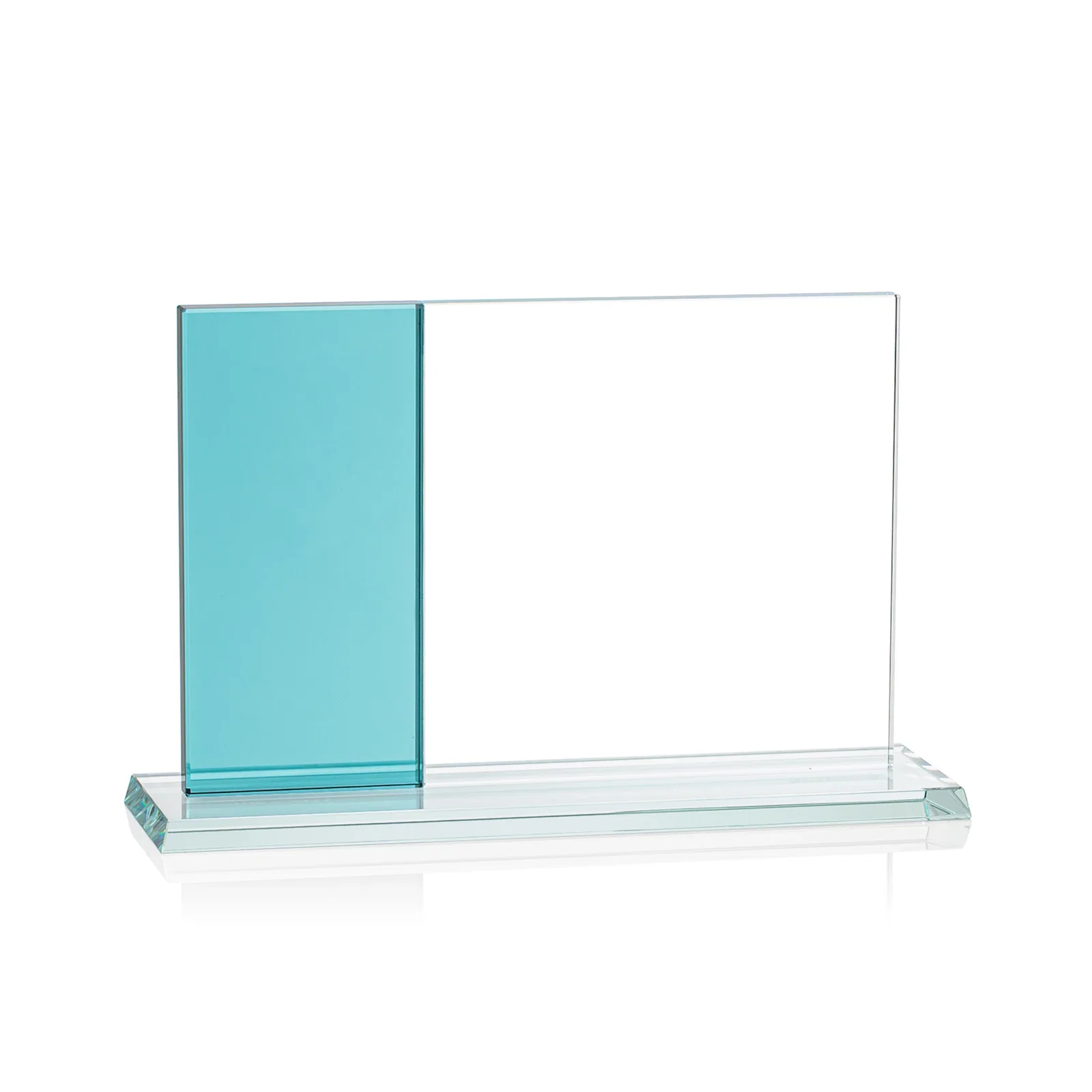 Promotional Starfire and Teal Glass Panel Award, Fused Horizontal Design, awards for volunteer appreciation