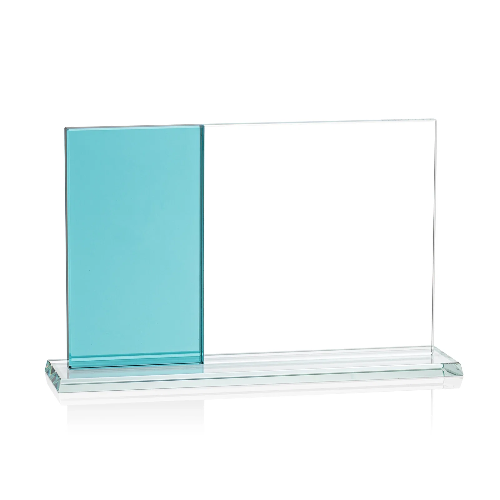 Promotional Starfire and Teal Glass Panel Award, Fused Horizontal Design, awards for dealer and partner awards