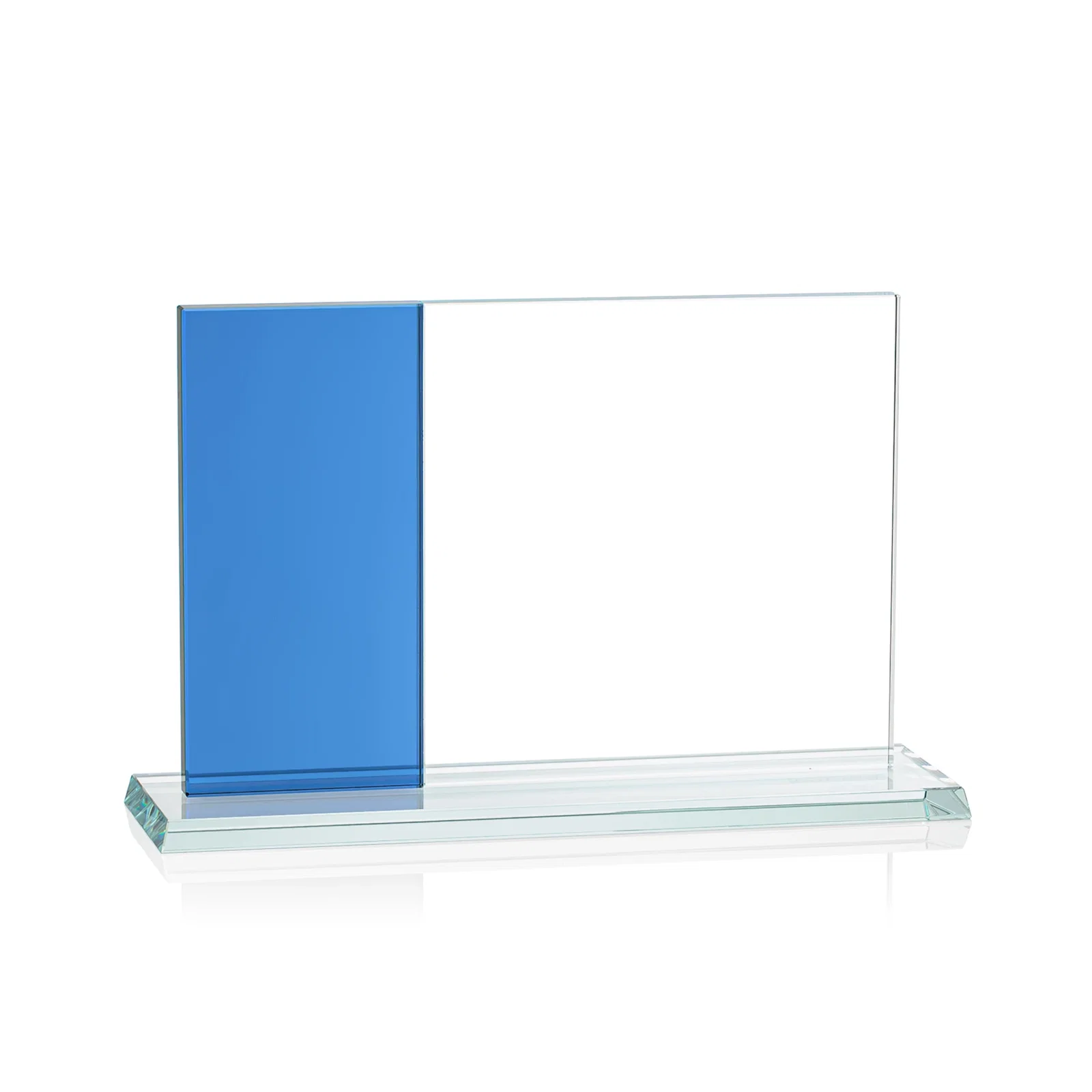 Branded Starfire and Teal Glass Panel Award, Fused Horizontal Design, awards for donor appreciation