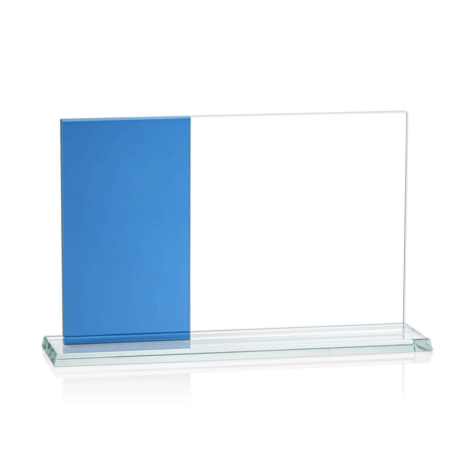 Branded Starfire and Teal Glass Panel Award, Fused Horizontal Design, awards for graduation ceremonies