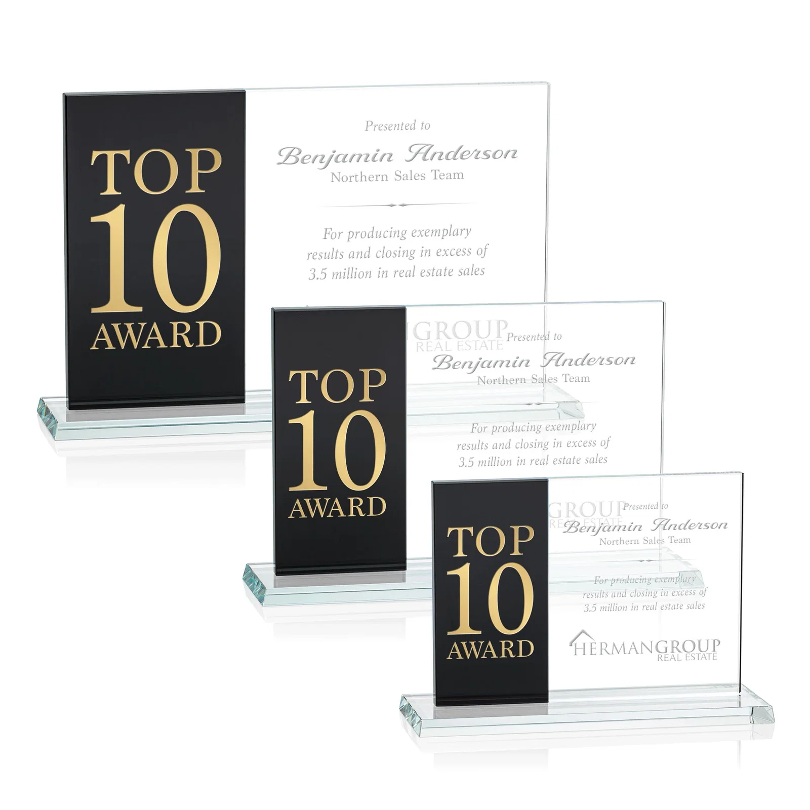 Custom Starfire and Teal Glass Panel Award, Fused Horizontal Design, awards for safety achievement programs