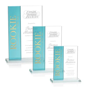 Starfire and Teal Glass Panel Award, Fused Vertical Design