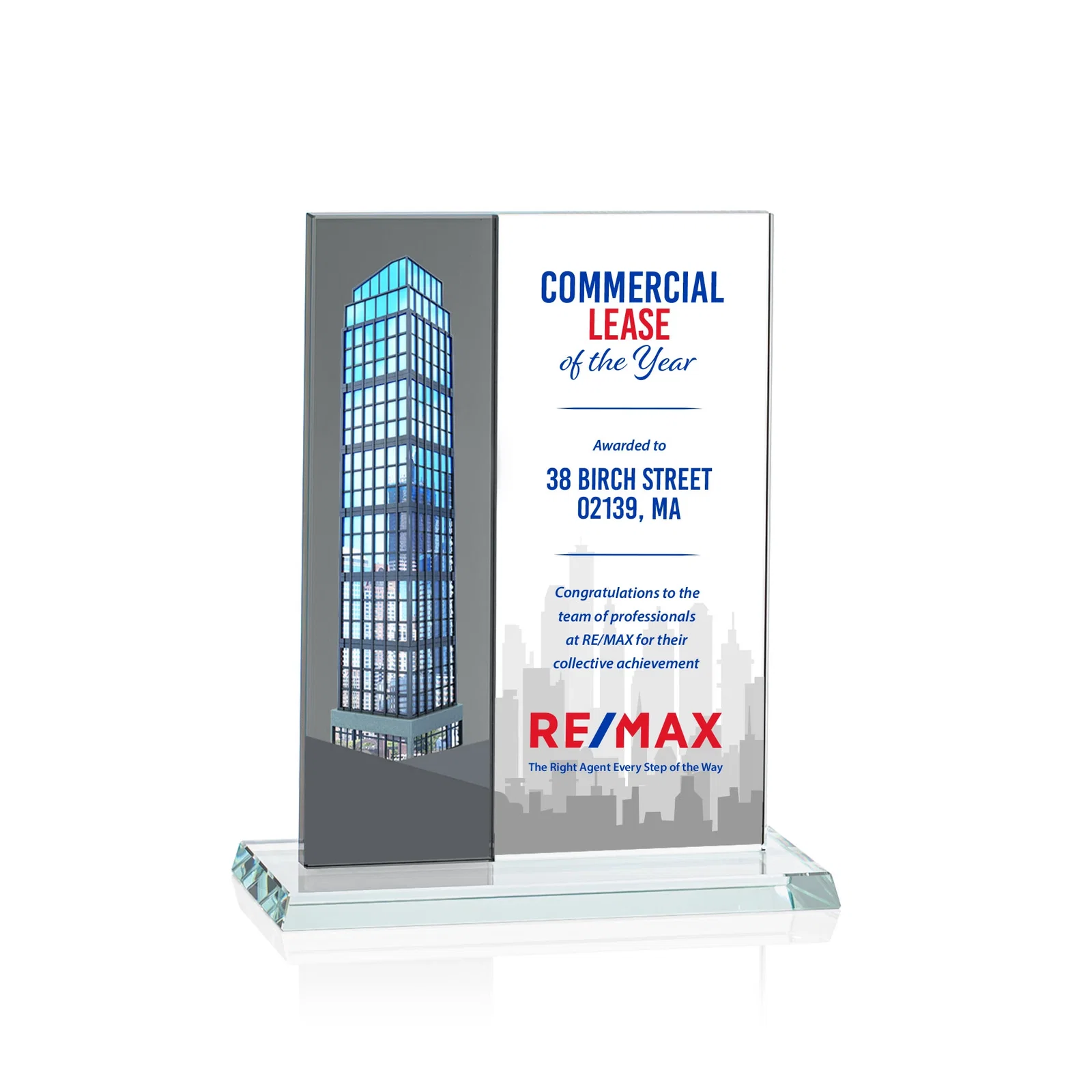 Personalized Starfire and Teal Glass Panel Award, Fused Vertical Design, awards for team milestone celebrations