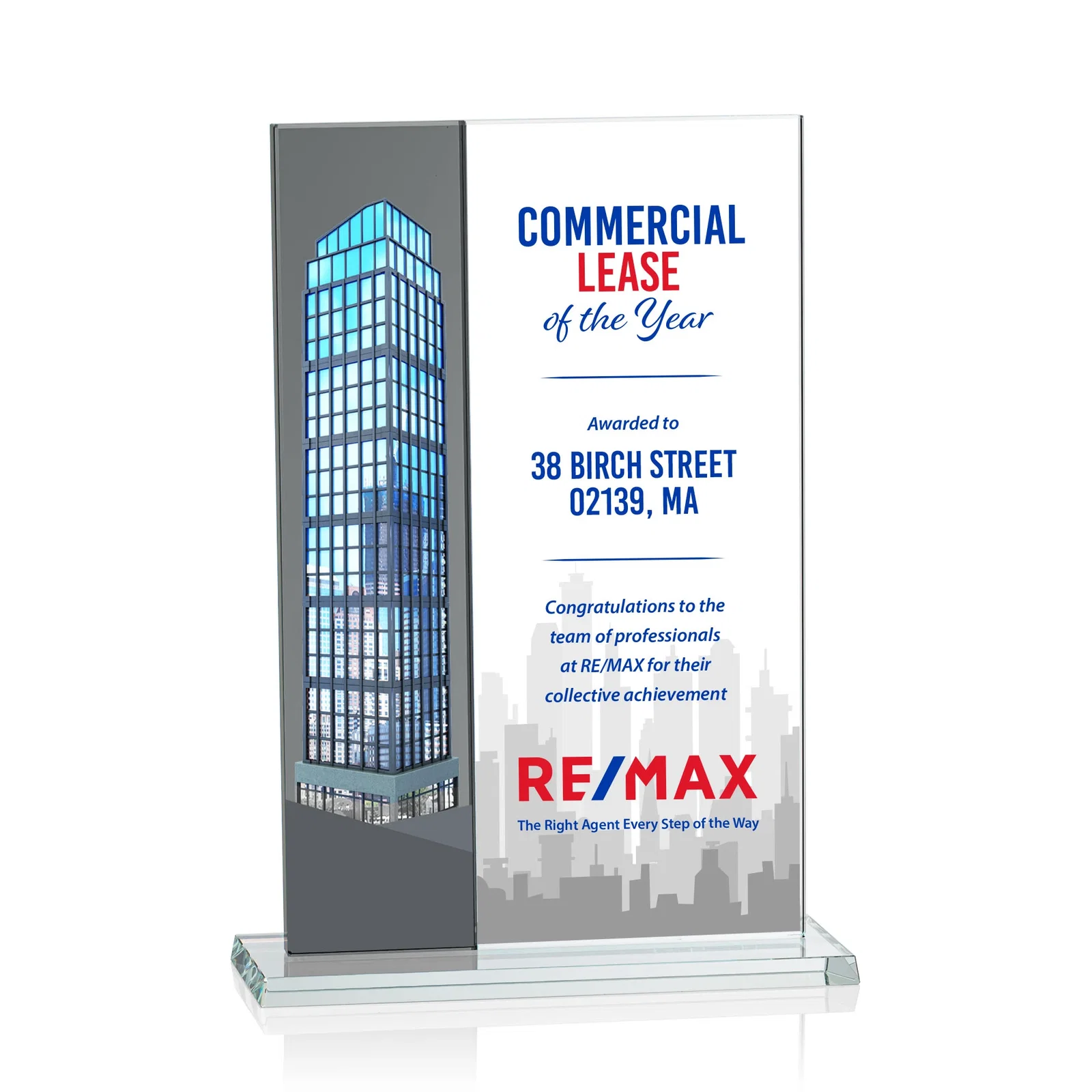Personalized Starfire and Teal Glass Panel Award, Fused Vertical Design, awards for graduation ceremonies