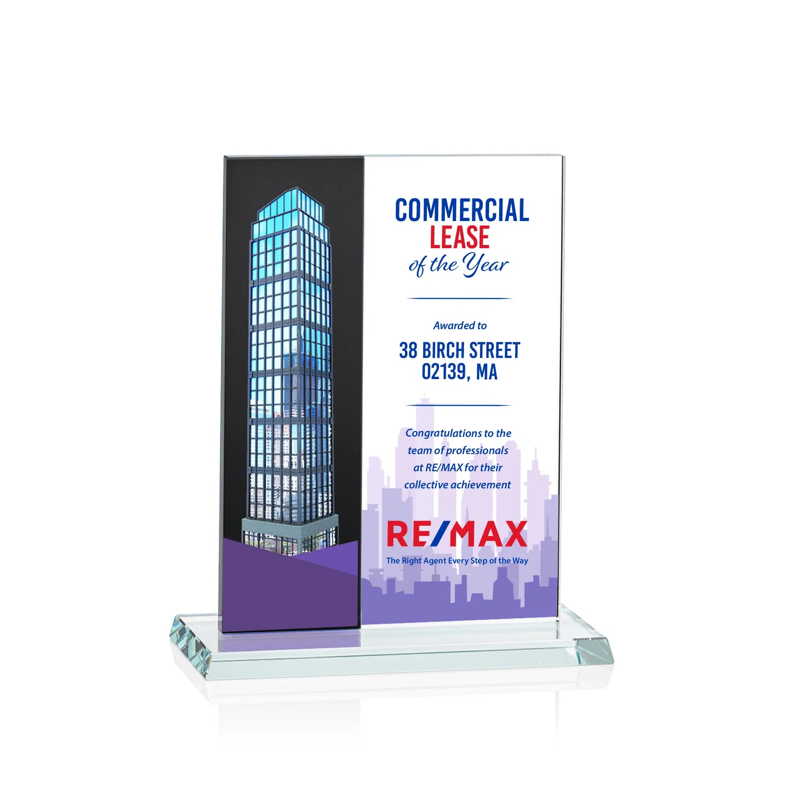 Personalized Starfire and Teal Glass Panel Award, Fused Vertical Design, awards for volunteer appreciation