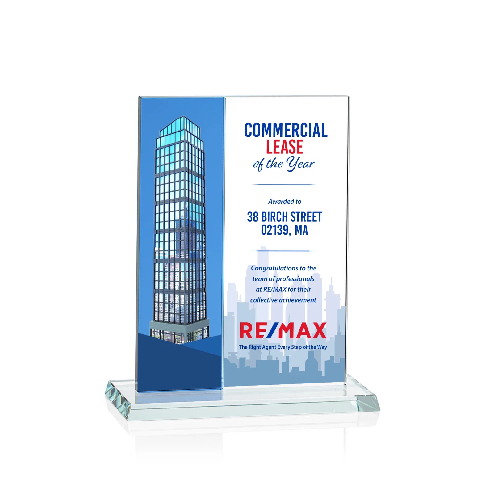 Promotional Starfire and Teal Glass Panel Award, Fused Vertical Design, awards for corporate award ceremonies
