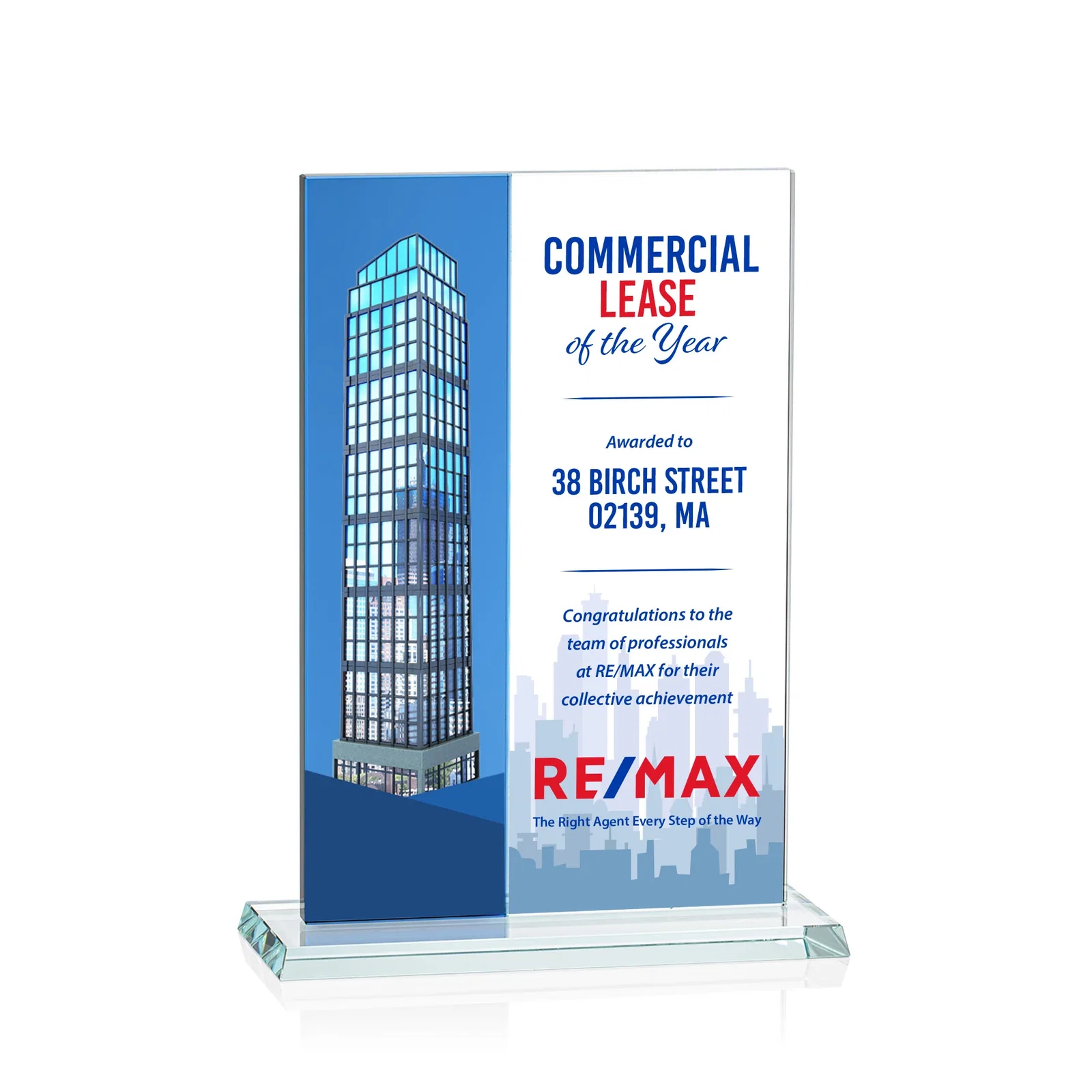 Promotional Starfire and Teal Glass Panel Award, Fused Vertical Design, awards for service anniversary gifts