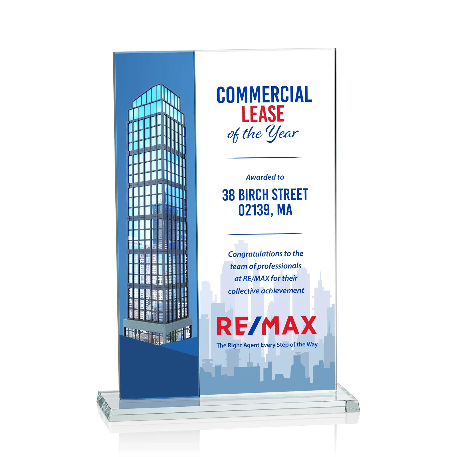 Promotional Starfire and Teal Glass Panel Award, Fused Vertical Design, awards for sales achievement awards