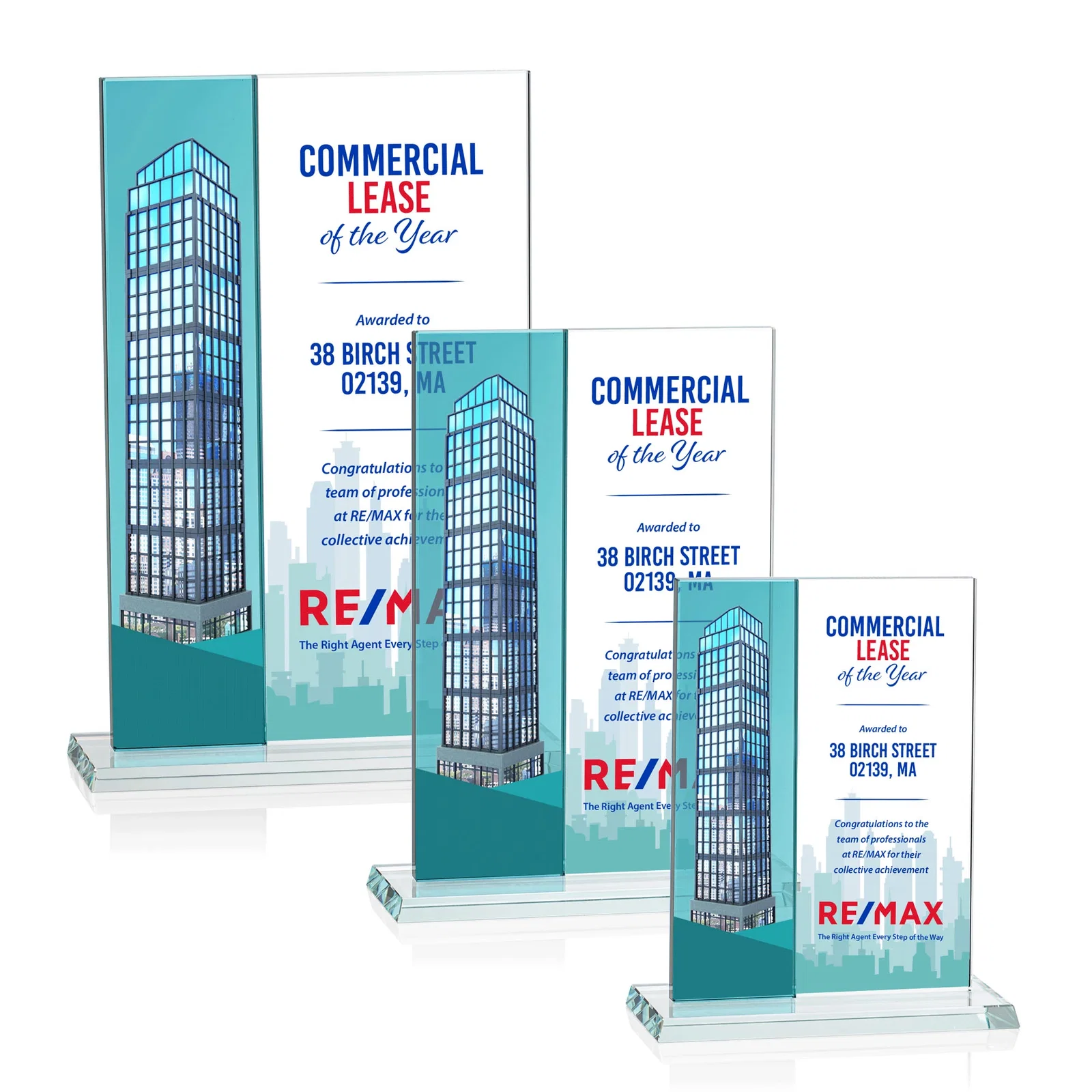 Promotional Starfire and Teal Glass Panel Award, Fused Vertical Design, awards for retirement presentations