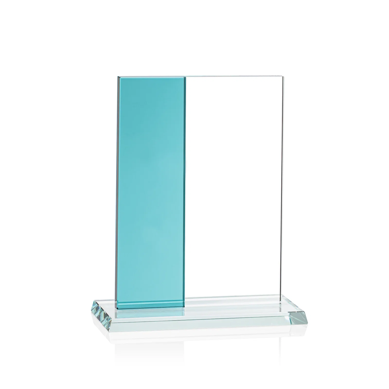 Promotional Starfire and Teal Glass Panel Award, Fused Vertical Design, awards for safety achievement programs