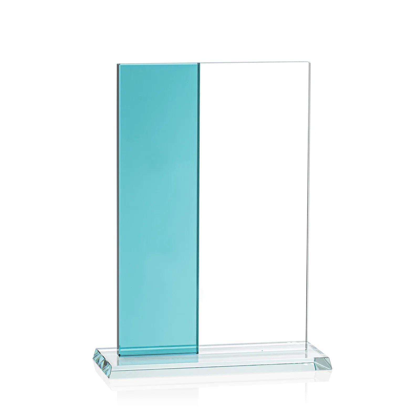 Promotional Starfire and Teal Glass Panel Award, Fused Vertical Design, awards for volunteer appreciation