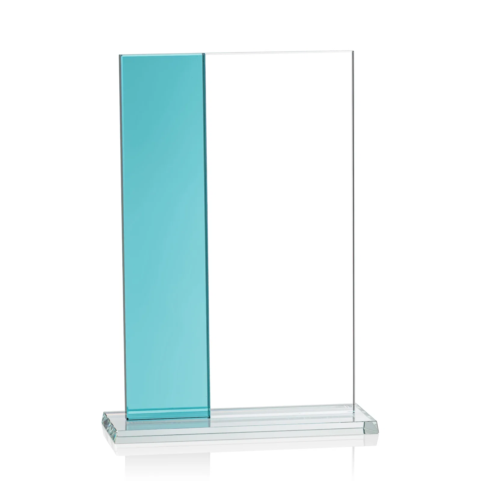 Promotional Starfire and Teal Glass Panel Award, Fused Vertical Design, awards for dealer and partner awards