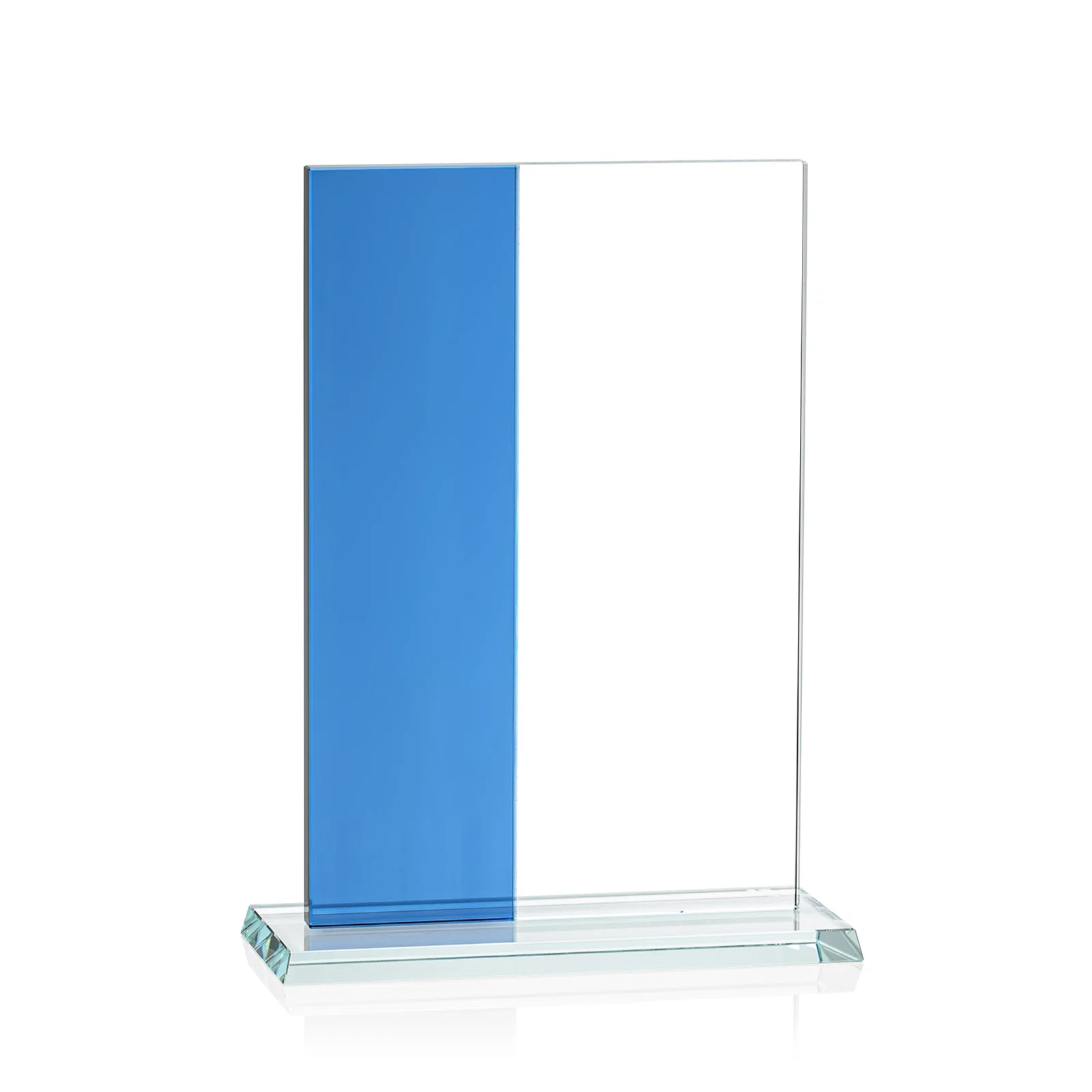 Branded Starfire and Teal Glass Panel Award, Fused Vertical Design, awards for donor appreciation