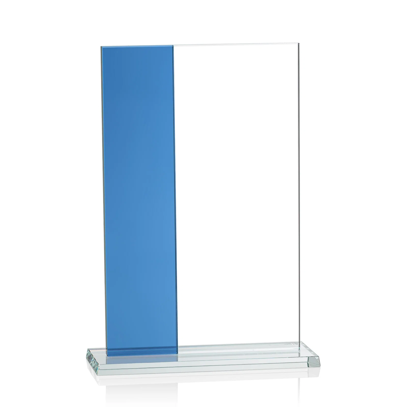 Branded Starfire and Teal Glass Panel Award, Fused Vertical Design, awards for graduation ceremonies