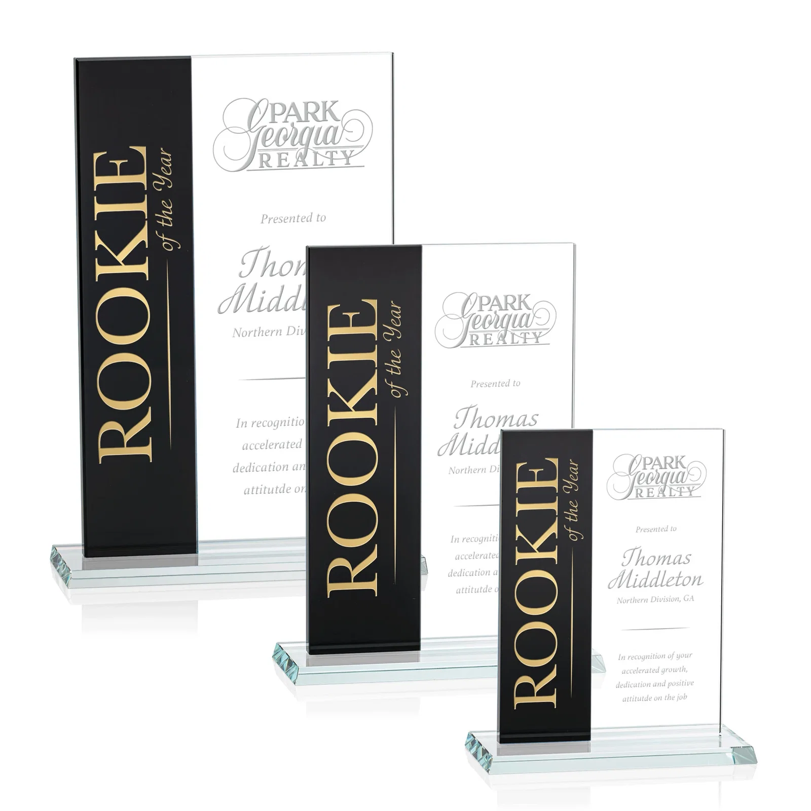 Custom Starfire and Teal Glass Panel Award, Fused Vertical Design, awards for safety achievement programs
