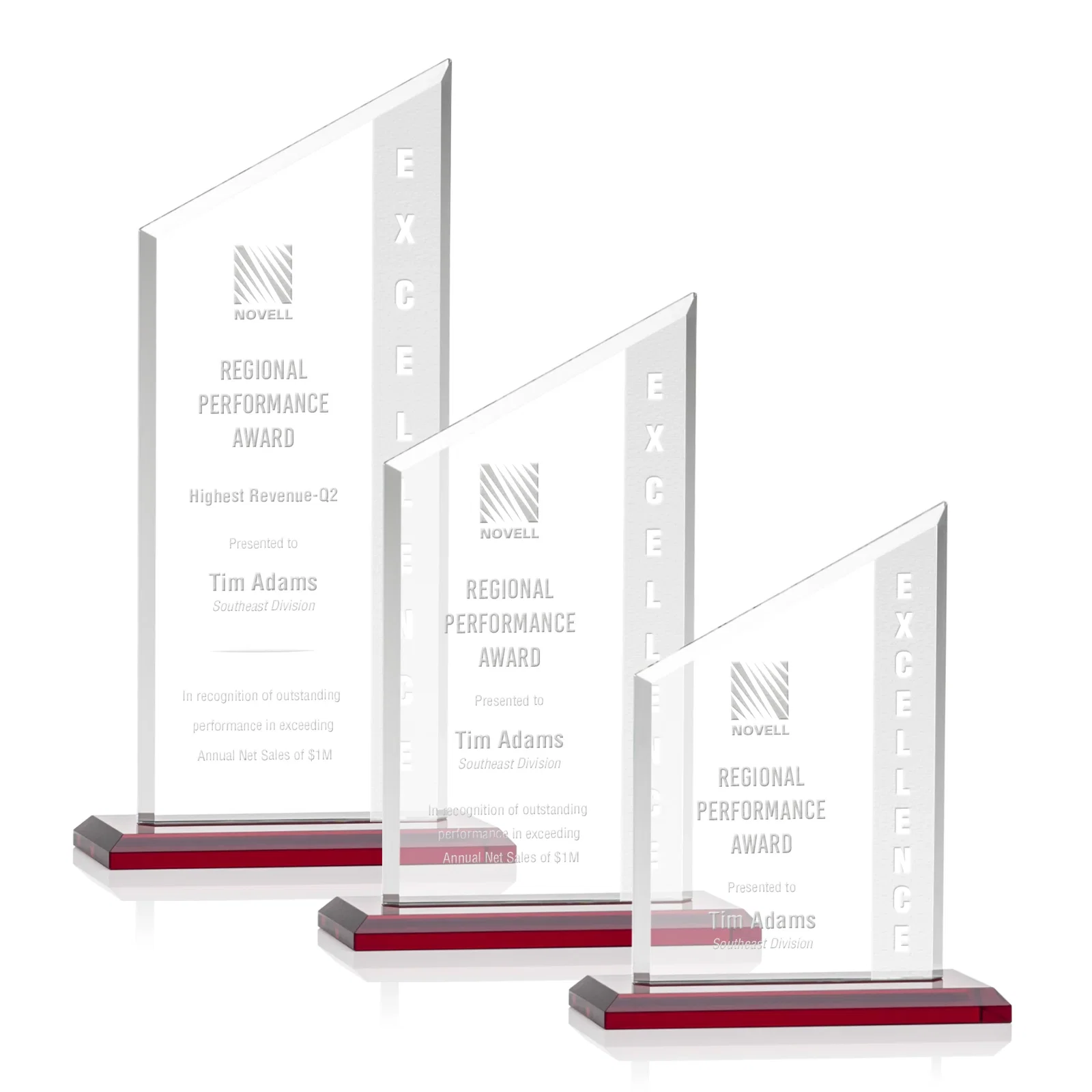 Personalized Starfire Crystal Slant-Top Award on a Matching Beveled Base for safety achievement programs