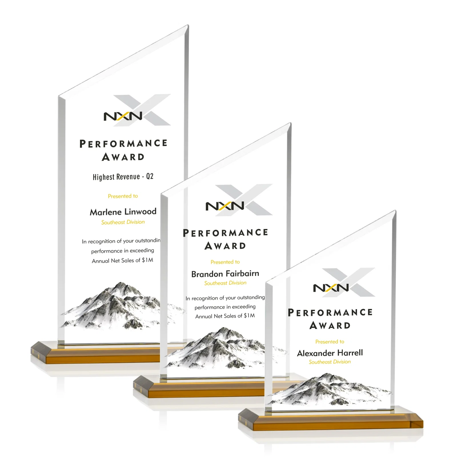 Promotional Starfire Crystal Slant-Top Award on a Matching Beveled Base for safety achievement programs
