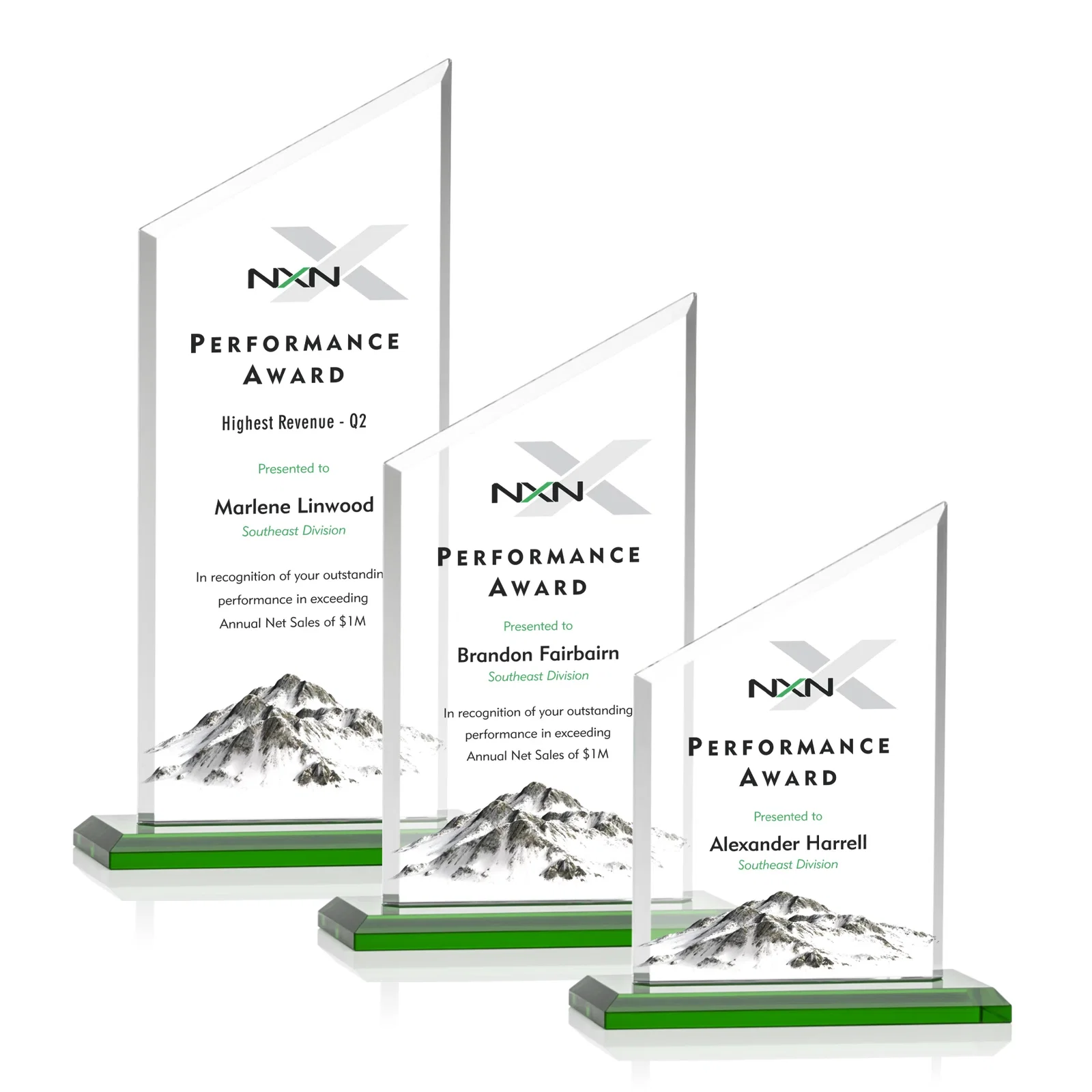 Branded Starfire Crystal Slant-Top Award on a Matching Beveled Base for safety achievement programs