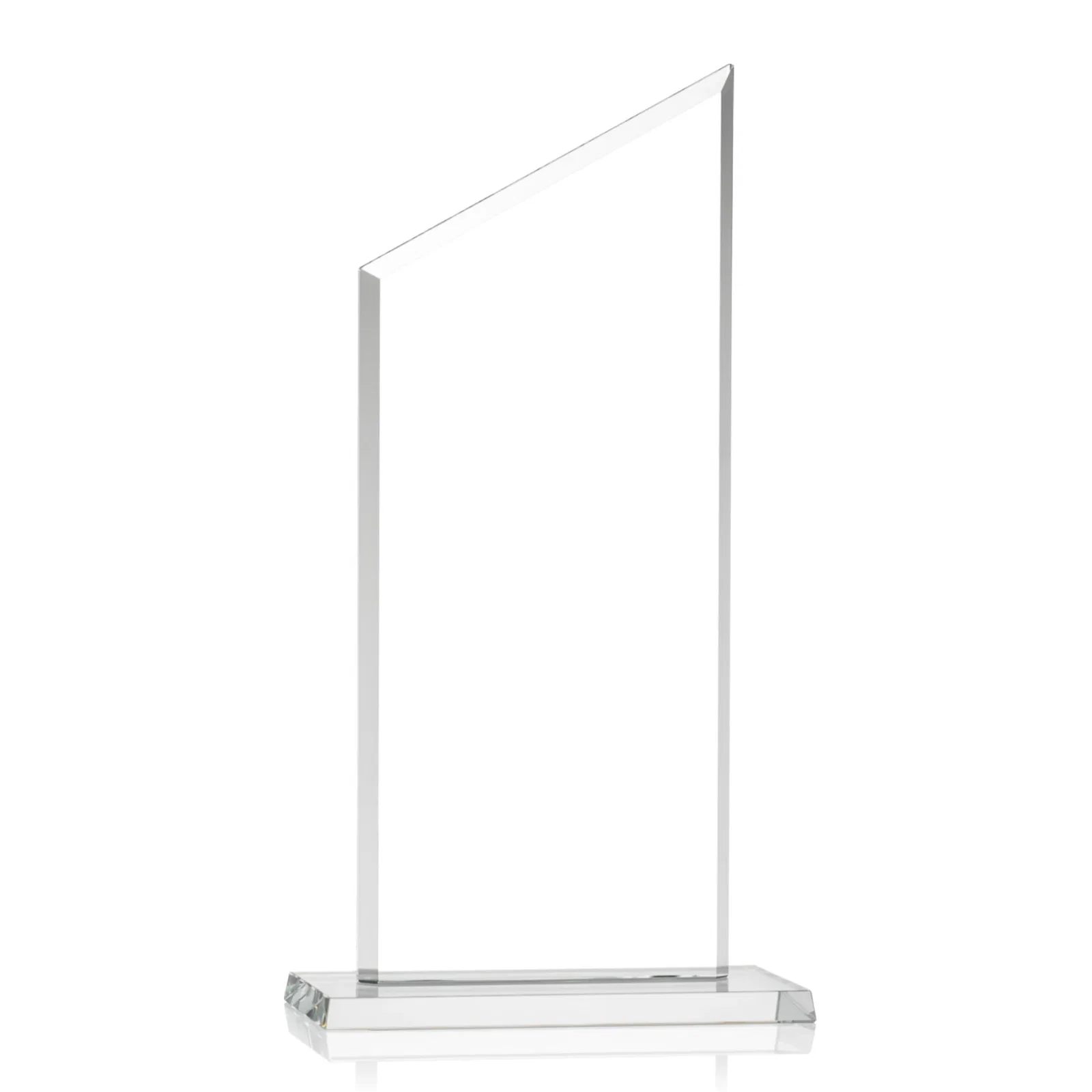 Customized Starfire Crystal Slant-Top Award on a Matching Beveled Base for safety achievement programs
